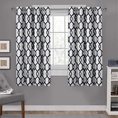 EXCLUSIVE HOME Kochi Light Filtering Linen Blend Grommet Top Curtain Panel Pair, 54x63, Indigo