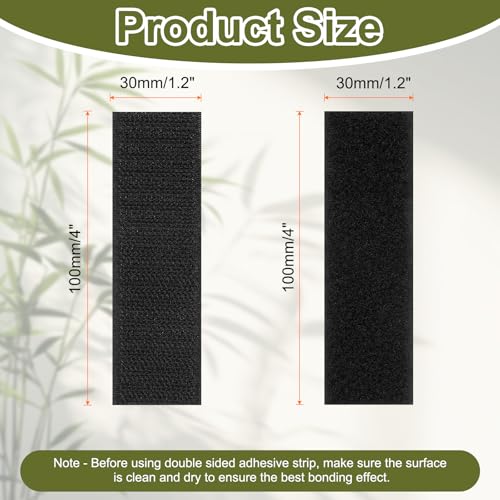 Image of HARFINGTON 24set Hook and Loop Strips with Adhesive 1.2 inchx4 inch Double Sided Hook and Loop Tape Nylon Self Sticky Fastener for Home Office Car, Black