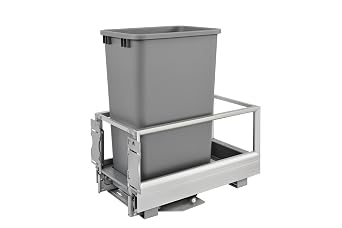 Rev-A-Shelf Aluminum Pullout Waste Container for Full-Height Cabinet with Soft Open/Close