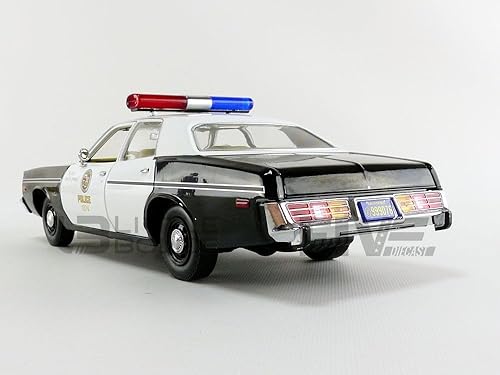 Miniatura 5 de 1977 Dodge Monaco Metropolitan Police con figura de endoesqueleto T-800 - The Terminator (1984), colección artesanal, puertas abiertas para revelar