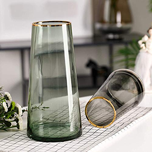 Glazen vaas, in stijl handgemaakte kristalheldere bloemenvaas gouden lijn mond decoratieve vaas bloemenbloem plantenhouder voor thuis kantoor decoratie, cadeau voor bruiloft, Kerstmis, housewarming party - Afbeelding 7