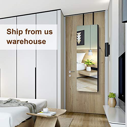 AOOU Jewelry Organizer Jewelry Cabinet,Full Screen Display View Larger Mirror, Full Length Mirror,Large Capacity Dressing Mirror Makeup Jewelry Armoire,Brown