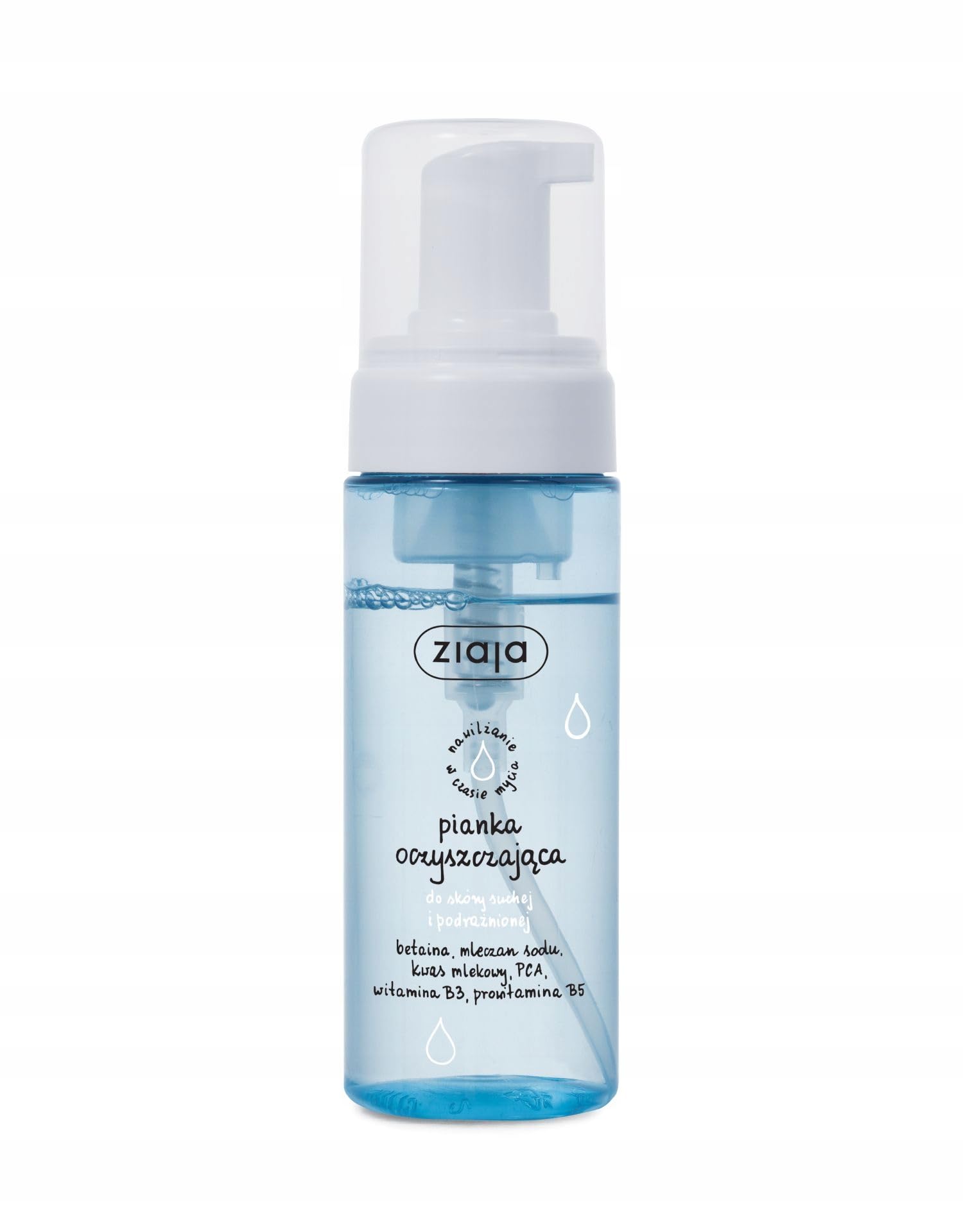 Ziaja Schiuma detergente per pelli secche e irritate, idratante, vegana, 150 ml, 00984