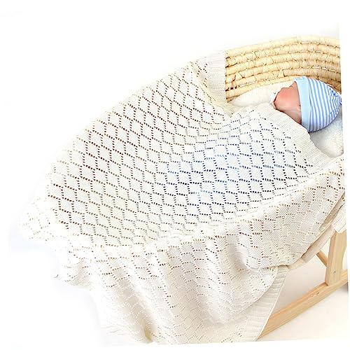Couverture bébé tricotée creuse anti-froid douce couverture d'hiver pour nourrisson