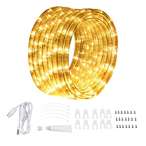 Ontesik LED Rope Light 20ft, 180 LEDs 360-Degree Illumination, Connectable up to 80m, 3000k, Resistant to Rain and Snow - Ideal for Outdoor Use Outdoor Fence, Manor Park