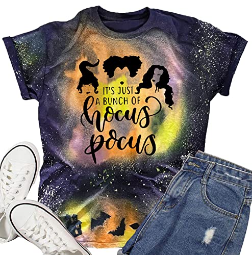 Halloween T-Shirt Women Hocus Pocus Shirt Sanderson Sisters Graphic Tee Funny Halloween Bleach Shirt2