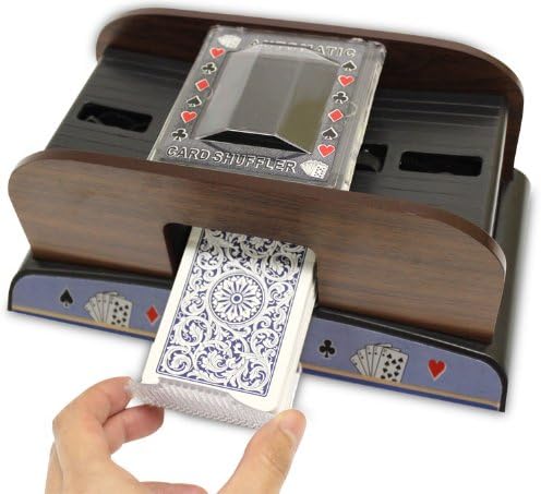 2 Deck Automatic Deck Shuffler - Deluxe Electric Wooden Playing Card Machine - Classic Casino Dealer Equipment & Tabletop Gaming Accessories - Bicycle, Magic the Gathering, Yugioh TCG