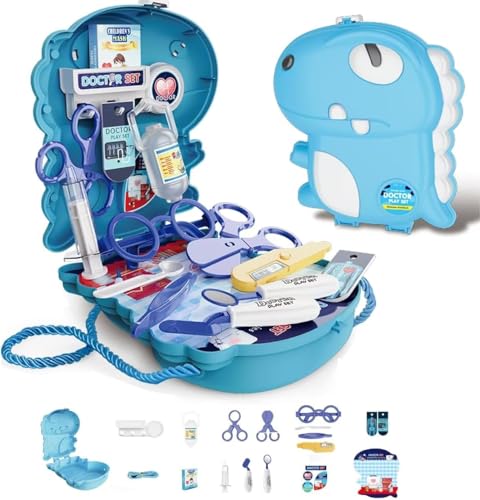 Image of Doctor Kit for Toddlers 2-7 Years Old - 18 Pcs Dinosaur Kids Doctor Play Set, Preschool Pretend Play Medical Kit with Carrying Bag, Toys for Age 2-7, Gifts for Boys Girls for Role Play