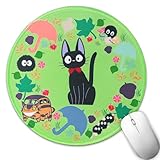 Pounchi Cute Soot Sprite Mouse Pad 8.6 × 8.6 in, Anime Cat Mouse Pad with Non-Slip Rubber Base and Stitched Edge for Desk Computers Laptop Office