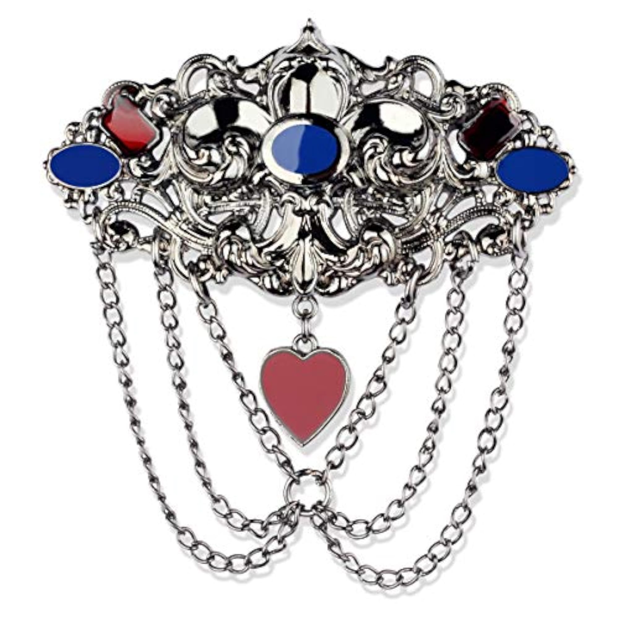 Men's Glossy Black Brass Designer Love Chain Pin Brooch