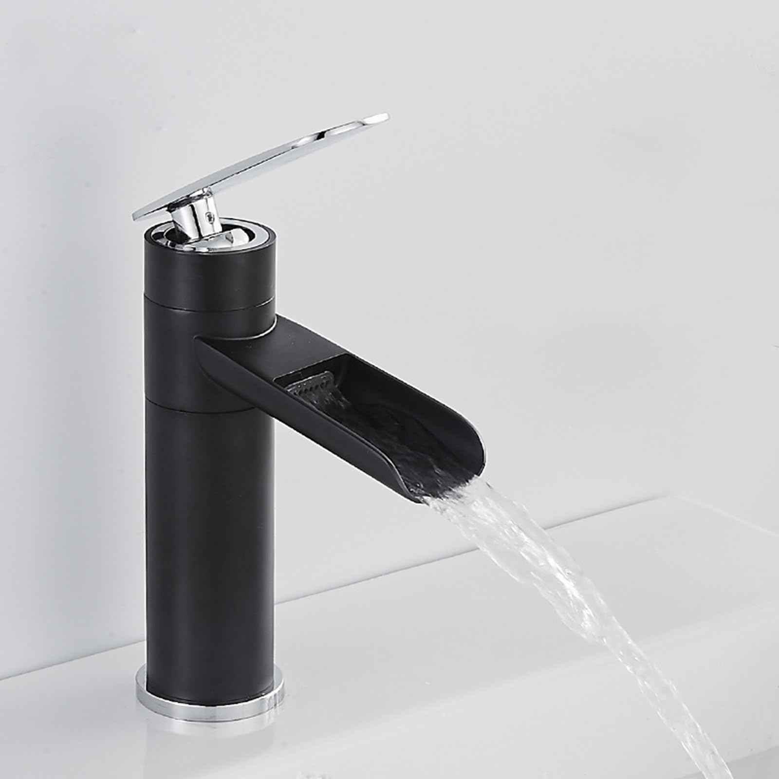 ANVLOJRIH Bathroom Sink Taps Basin Mixer Tap Bathroom Faucets Mixer Chrome+Black Hot and Cold