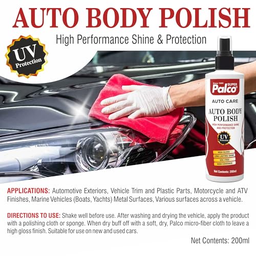 Image of PALCO Combo Auto Care 2 Products | Wash & Wax Shampoo 250ml & Auto Body Polish 200ml Combo Pack | Car Cleaning Shampoo with High Foaming Action & UV Protected Long Lasting High Gloss Polish for Shine