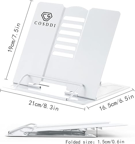 Miniatura 7 de CS COSDDI Soporte para libros de escritorio de metal soporte ajustable para libros de cocina soportes portátiles resistentes para recetas libros de