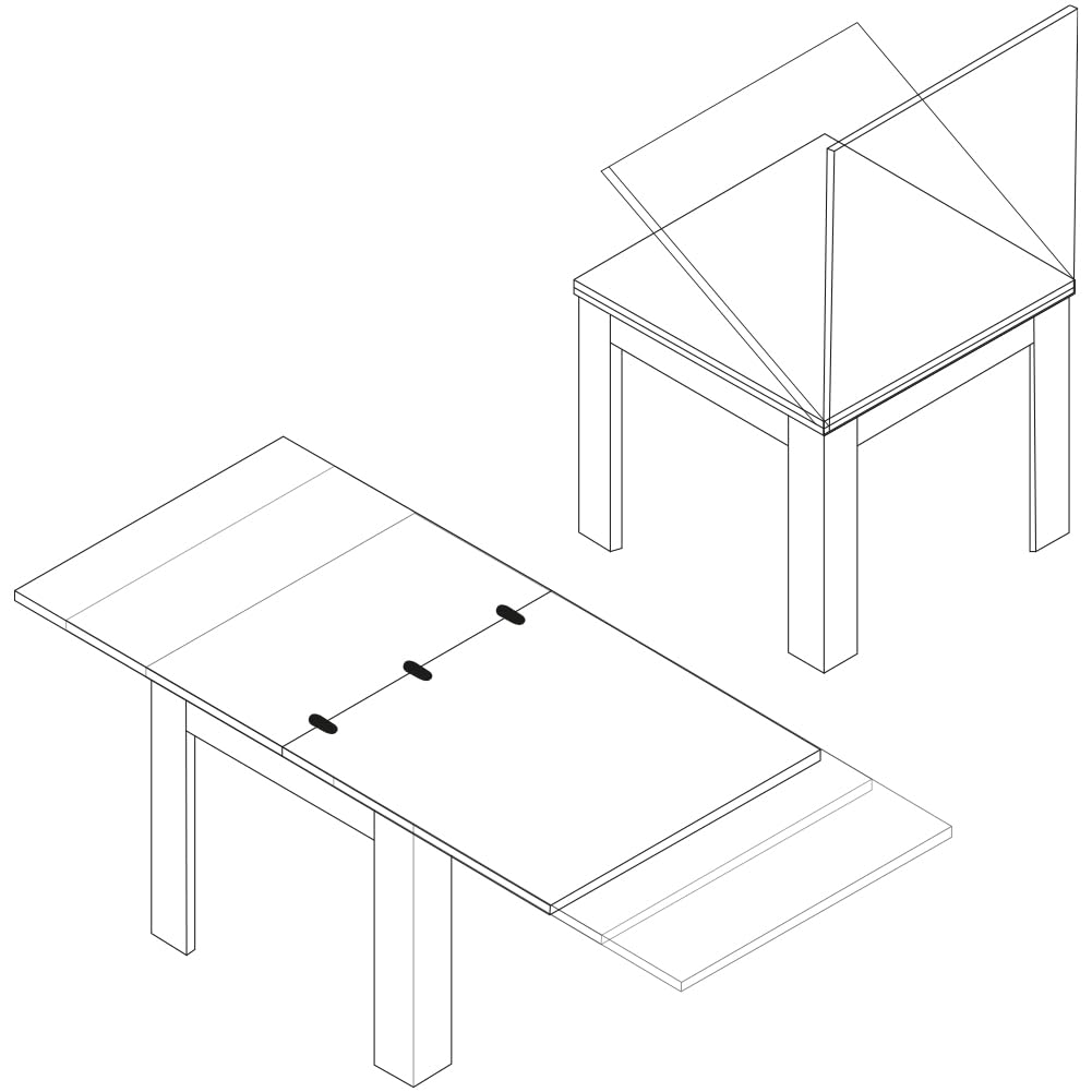 BAKAJI Tavolo Quadrato Allungabile 90x90 cm, Apertura a Libro, Design Moderno Ribaltabile, Apribile 4-8 Posti, Ideale per Sala Pranzo, Soggiorno, Cucina, Arredamento Interno (Bianco Frassinato)