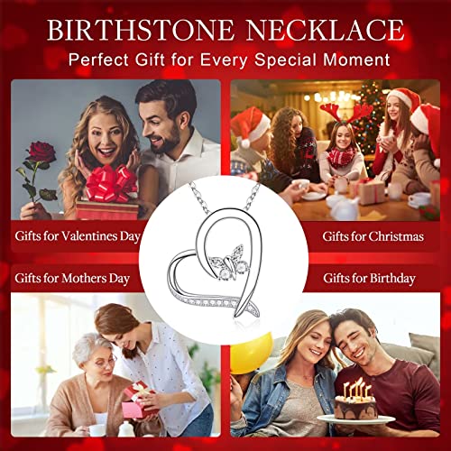 Iefup Birthstone Necklaces For Women Girls , Unique Sterling Sliver April Birthstone Mom Necklace Valentines Day Butterfly Mothers Day Birthday Gifts For Women Mom Grandma Daughters Sister Wife Friends Stepmom #TOP5