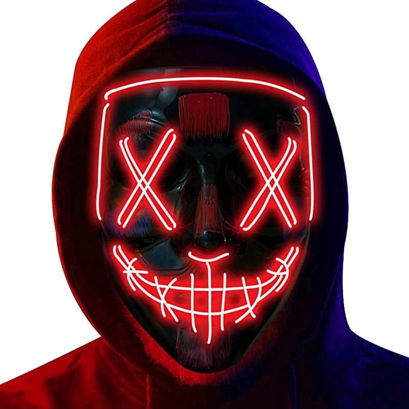 Image of Party Propz Horror mask for men - 1 Pcs, Ghost Face | hacker mask | horror face | devil Masks | Masks for party | light masks | Neon Party (Red)