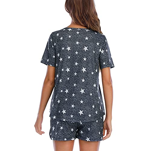 Image of MOYEE Womens Pajama Sets Soft Short Sleeve Shirt and Shorts 2 Pieces Lounge Outfit Sets with Pockets