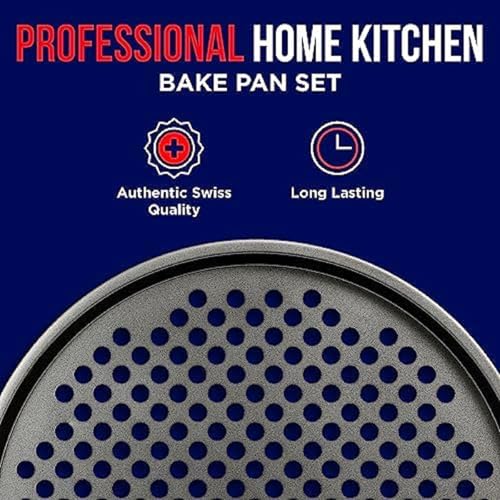 Bakken- Swiss Non-Stick Pizza Pan with Holes - 13-Inch Perforated Pizza Crisper Carbon Steel Pizza Pan - 2 Round Pizza Trays - PFOA PFOS and PTFE Free - Image 4