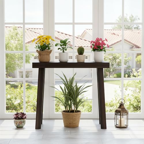 Image of Plank+Beam Solid Wood Console Table, 36 inch, Sofa Table, Narrow Entryway Table for Hallway, Behind the Couch, Living Room, Foyer, Easy Assembly, Walnut