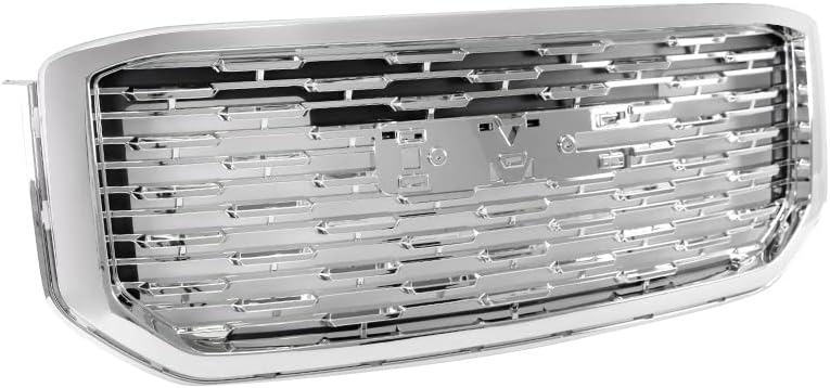 Mesh Style Front Bumper Upper Hood Grille Grill Chrome Compatible with 2015-2020 GMC Yukon/Yukon XL