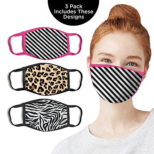 Abg Accessories Women's 3-Pack Adult Fashionable, Reusable Fabric Face Mask, Design Set, 3 Count (Pack Of 1) #TOP1