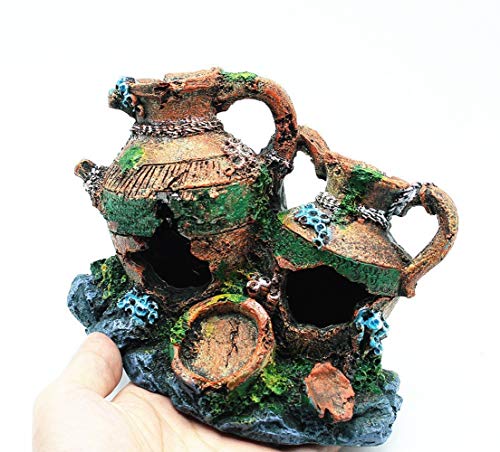Aquarium Ornament Hiding House Mini Cave Retro Vase Gift,Decoration,One size