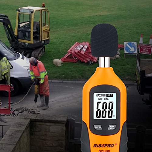 decibel meter risepro digital sound level meter 30  130 db audio noise measure device backlight maxmin data hold auto power off dual ranges ht-80a