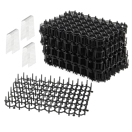 KEILEOHO 24 PCS 20 x 15.5 cm Cat Scat Mat, Cat Repellent Mat with Spikes, Flat Prickle Strip Dig Stopper, Spikes Strips Deterrent Mat for Garden, Fence, Flowerbed, Lawn