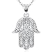 Produktbild Friggem S925 Sterling Silber Fatima Halskette für Frauen & Männer, Devil's Hand und Böse Augen Anhänger, Charme Hamsa Schmuck mit Geschenkbox - Schutz vor dem Bösen (Hand aus Sterling Silber)
