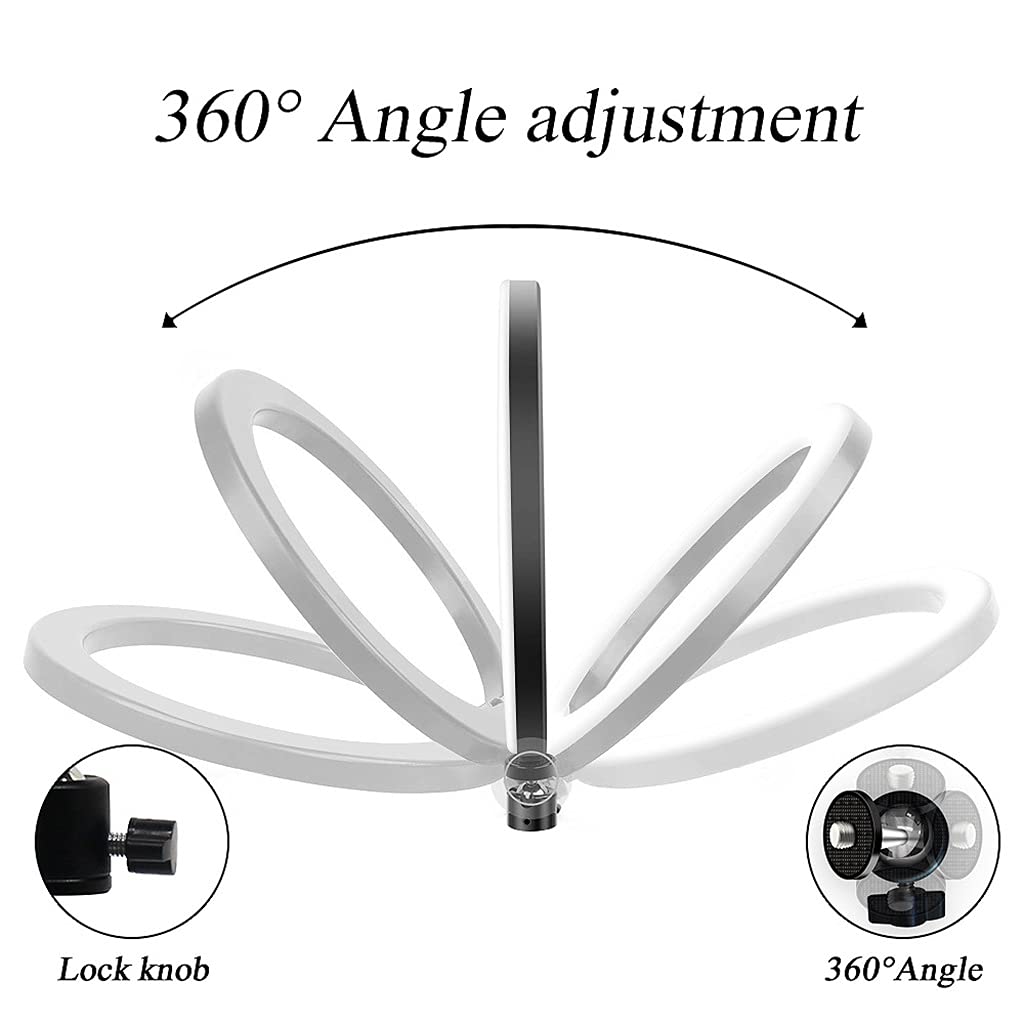Anello Luminoso da Tavolo da 10" con Treppiede e Supporto del Telefono e Telecomando, Sincronizzazione con la Musica, per Video Youtube, Vlog, Trucco, Fotocamera, 2pcs