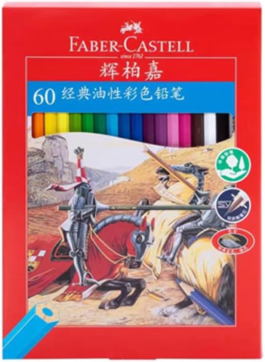 Faber Castell FC115860 Oil Colored Pencils, 60 Colors, Red Paper Box