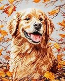 AMBATTERY DIY 11CT Kits de punto de cruz estampados Costura Línea completa de Kits de inicio de bordado preimpresos para principiantes- Perro animal