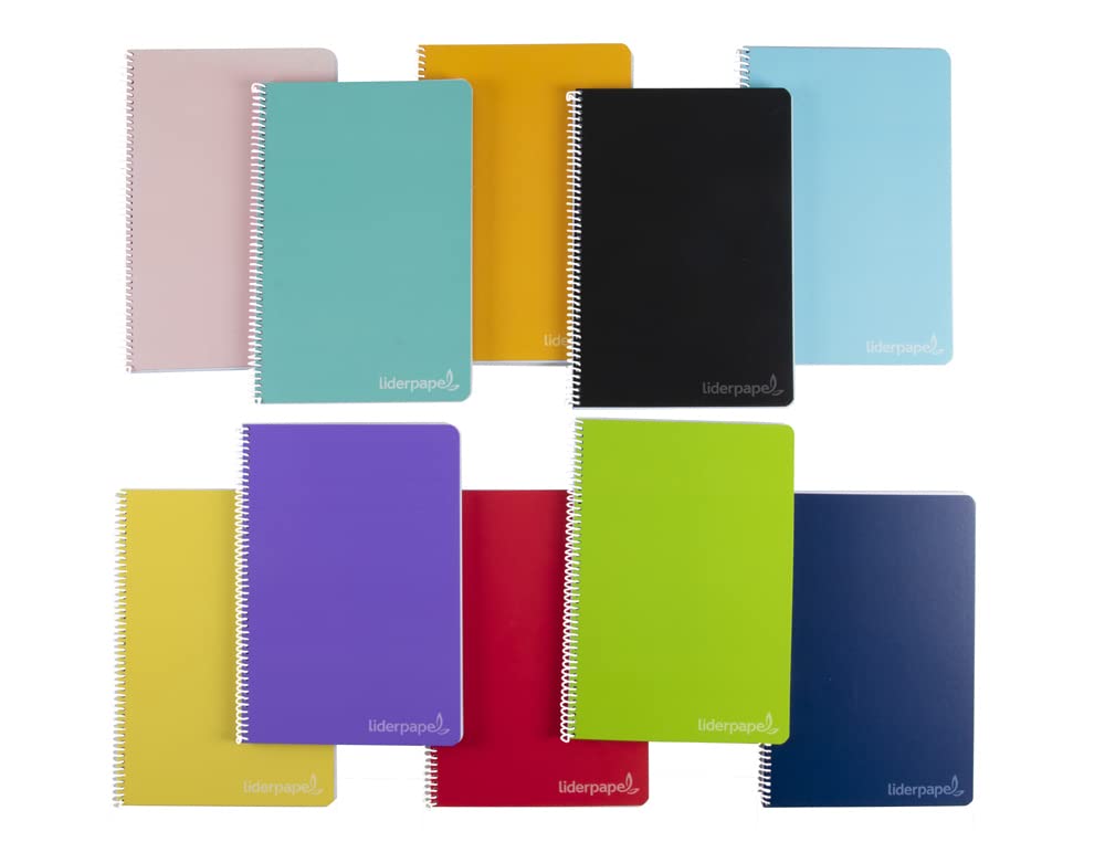 Notebook Spiral liderpapel Folio Witty Hard Cover 140h 75g Box 4mm with Margin Assorted Colors