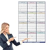 Calendario 2026, de Enero a Diciembre de 2026, Gráficos de Planificación Plegables con Bloques de Color Para Fines de Semana, Reversible y Borrable, Decoración de Pared Para Oficina, Hogar y Aula