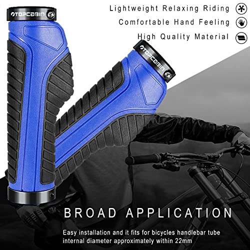 Image of TOPCABIN Ergonomic Bike Grips - Widen Holding Rubber Grips with Aluminum LockGrips for Mountain & Road Bikes
