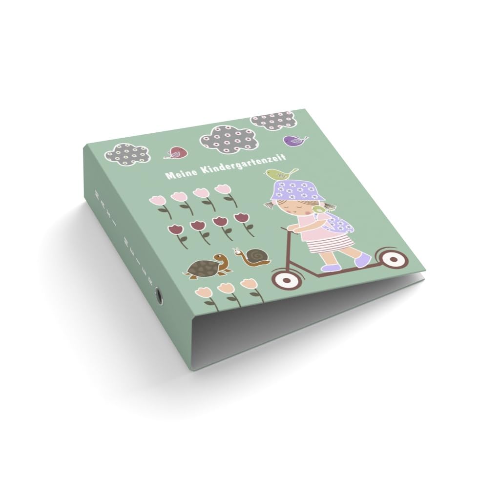 Ringordner | Ordner | mit Name personalisieren | Little Girl | grün | Mit Griffloch | für DIN A4 | 7,4 cm breit | Mädchen | Kindergarten | Garten