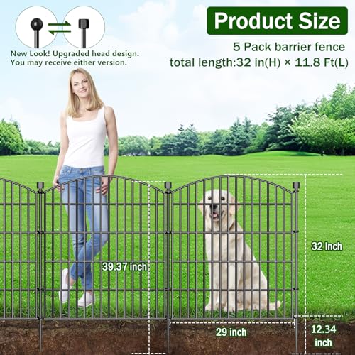 Image of Decorative Garden Fence, 5 Panels - 32 in (H) x 11.8 ft (L) No Dig Dog Fence Outdoor for Yard, Rustproof Tall Garden Fencecing Panels, Animal Barrier Suitable for Yard Border, Patio, and Outdoor Use