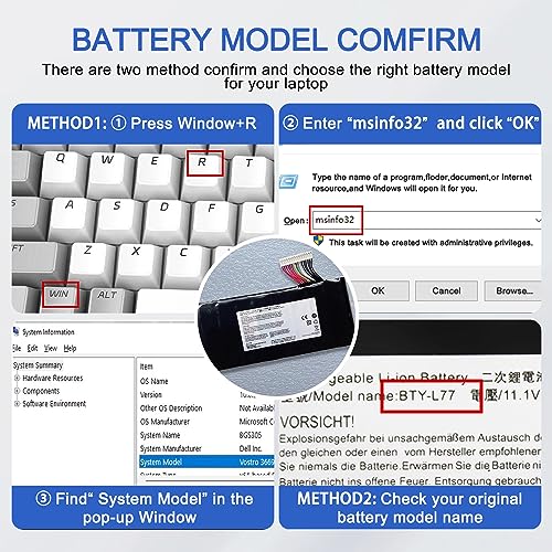 Image of JOTACT BTY-L77(11.1V 83.25Wh /7500mAh 9-Cell) Laptop Battery Compatible with MSI GT72 2PE 2QD 2QE 6QD 6QE GT72S 6QD 6QE 6QF WT72 2OK 2OM 6QI GT80 GT80S Series Notebook MS-1781 MS-1782 MS-1783 MS-1785