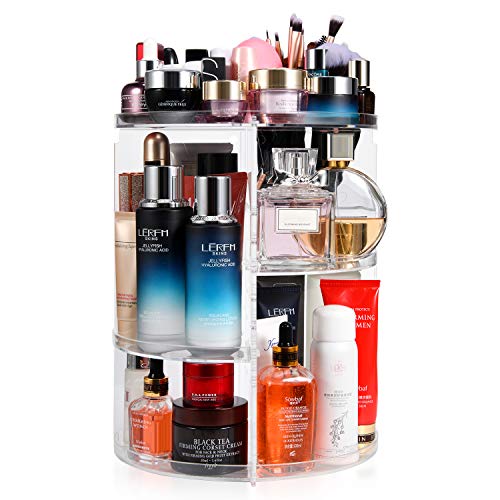 Makeup Organizer 360 Degree Rotating Large Capacity Cosmetic Storage Box 7 Layers Adjustable Shelf Height, Fits Makeup Brushes Lipsticks for...