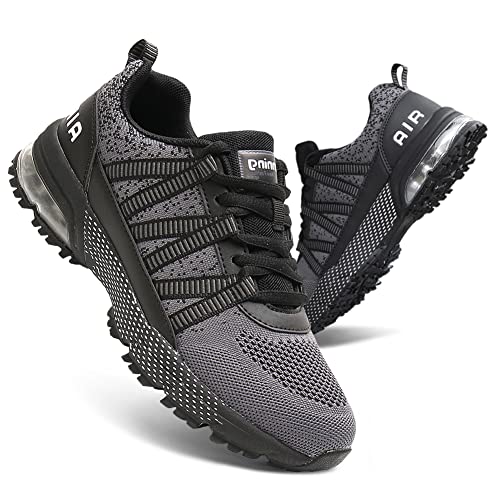 Mens Trainers Womens Running Shoes Lightweight Sports Gym Walking Sneakers Comfortable and Breathable Outdoor Flat Shoes for Jogging Casual Fashion Sneakers Tennis Shoes Grey 44 EU