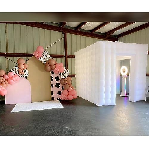SAYOK Portable Inflatable Photo Booth Enclosure (White, Two Doors, 8.2x8.2x8.2ft), Photo Booth Tent with Air Blower and Remote Controller, Photo Booth Backdrop for Party Wedding Birthday Event
