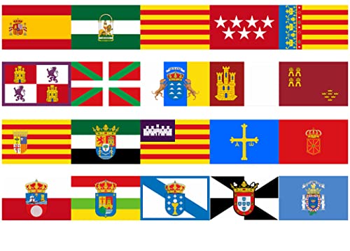 Daged Juego de banderas de España para regiones y banderas, hoja de pegatinas para tarjeta - bandera de coche PKW - Decal PROO