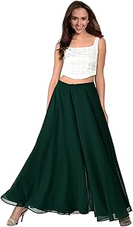 kvish Umbrella Flared Relaxed Fit Stylish Solid Georgette Palazzo or Bottoms for Women's and Girls-picture-49