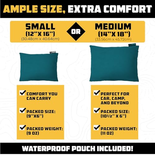 Image of Wise Owl Outfitters Camping Pillow - Memory Foam Travel Pillow for Airplane Sleeping, Hiking, Backpacking & Outdoor Use - Small & Portable for Adults, Car, Camp & Tent