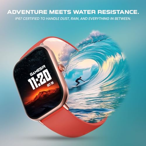 Image of GameSir H9 Smartwatch - Big Display | Bluetooth Calling | Heart Rate & SpO2 Monitor | 100+ Sports Modes | Long Battery | IP68 Waterproof | TFT Display | Design for Men & Women (Red)