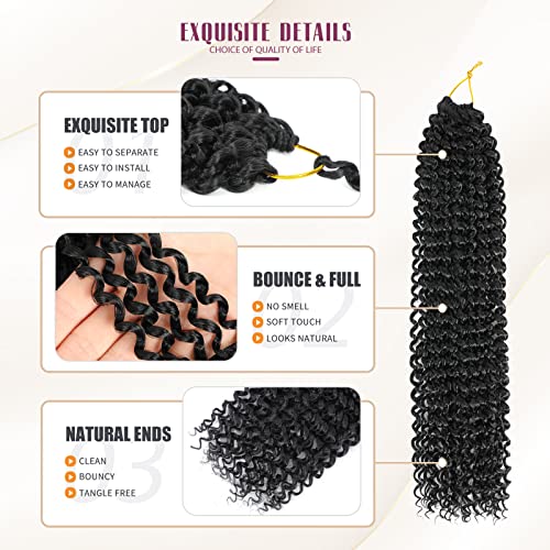 Dansama Passion Twist Hair Water Wave Crochet Hair For Black Women, Long Bohemian Braiding Hair For Boho Locs, Faux Locs, Spring Twist Hair, Butterfly Style Crochet Braids Hair Extensions (18Inch, 1B, Economy Pack) #TOP3