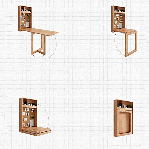 Gbh Folding Convertible Wall-Mounted Desk-With Storage Rack-Multi-Functional Computer Desk-Hanging Dining Table Workbench (Wood Color/Walnut Color) #TOP6