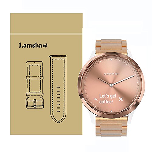 Lamshaw Smartwatch Bands for Garmin Vivomove HR, Stainless Steel Metal Replacement Straps for Garmin Vivomove HR/Garmin Vivoactive 3 Band (Steel Metal_Rose Gold) Lamshaw Smartwatch Bands for Garmin Vivomove HR, Stainless Steel Metal Replacement Straps for Garmin Vivomove HR/Garmin Vivoactive 3 Band (Steel Metal_Rose Gold)