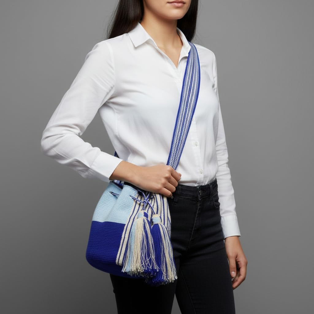 WYOU Designer Collection Wayuu Hand-Crochet Woven Bag - Boho Crossbody, Colorful Purses for Women