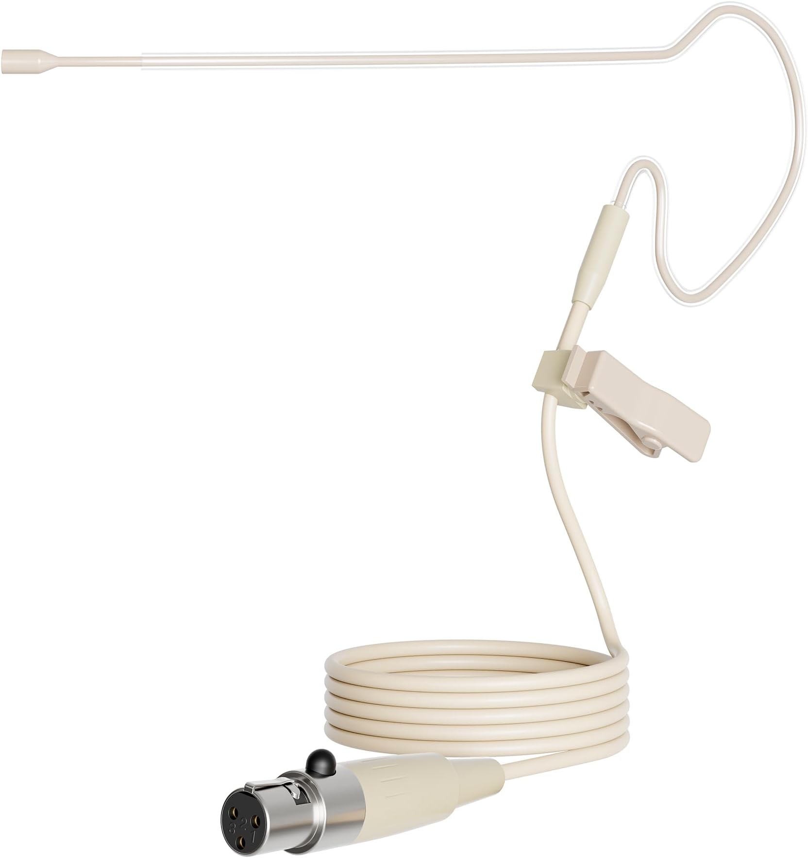 Pro Light Weight Low Profile Single Earhook Headworn Microphone JK MIC-J S90 Compatible with AKG Wireless Transmitter - Mini XLR TA3F Connector